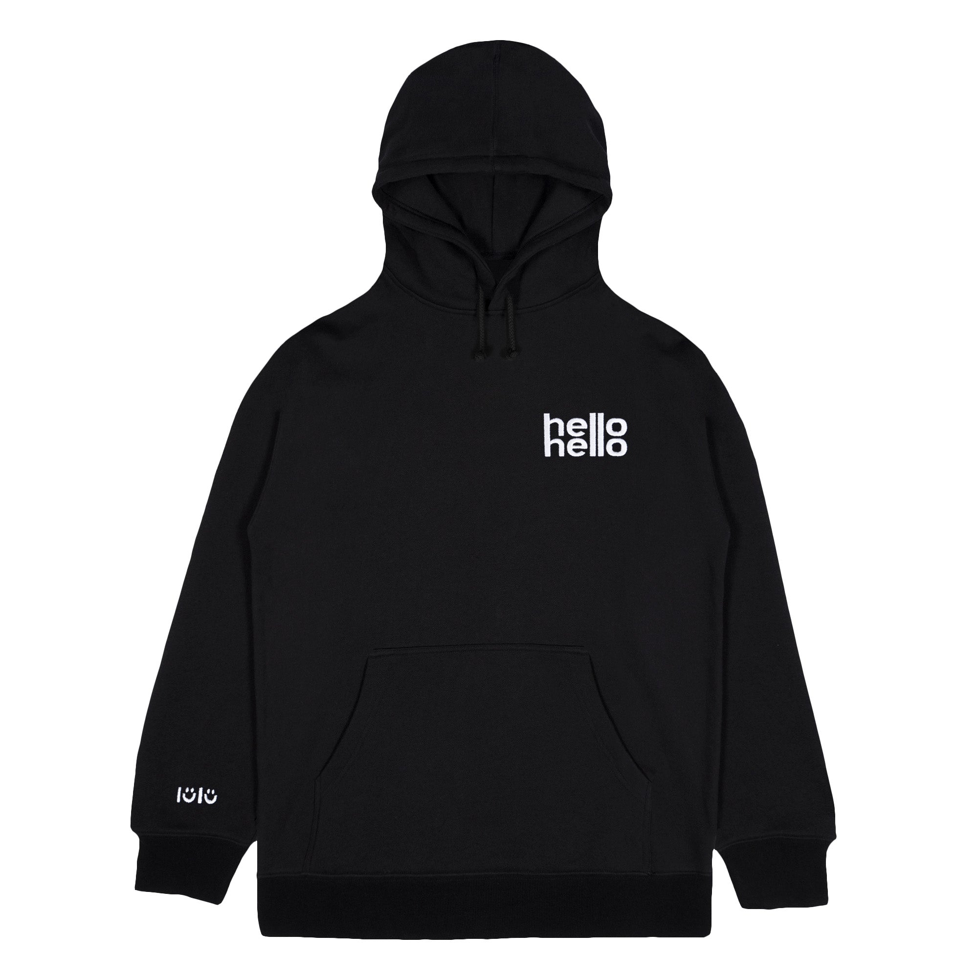 LULU® | HELLO HELLO EMBROIDERED HOODIE (BLACK)