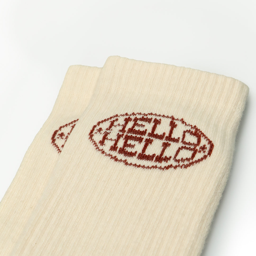 LULU® | HELLO HELLO CREW SOCKS (CREAM)